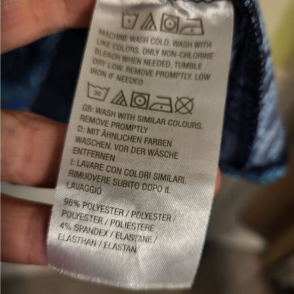 Susan Graver Liquid Knit Mock Collar Blue Green Tunic Blouse, Plus Size 3X - Picture 8 of 9